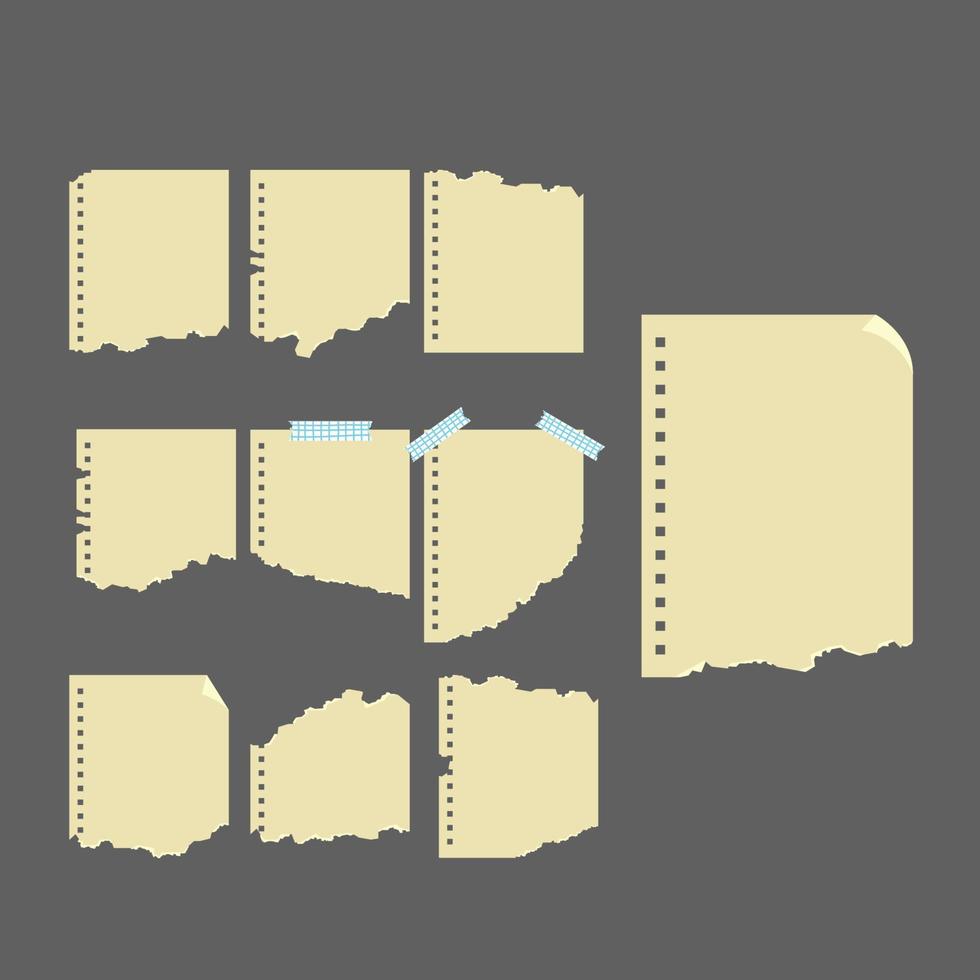 carnet de notes papier déchiré collection de jeux d'illustrations vectorielles vecteur