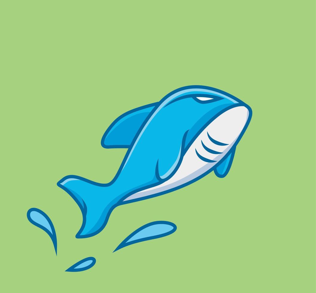 requin mignon. illustration isolée de concept de nature animale de dessin animé. style plat adapté au vecteur de logo premium de conception d'icône d'autocollant. personnage mascotte