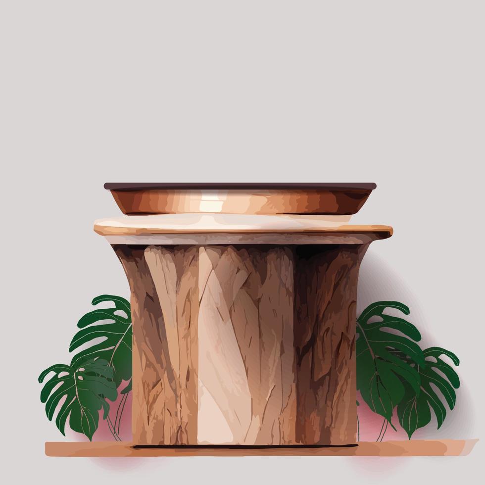 maquette en marbre, présentation de produits cosmétiques, podium, socle de scène ou plate-forme. Vecteur 3d abstrait minimal, scène géométrique, formes, podium en bois fond blanc