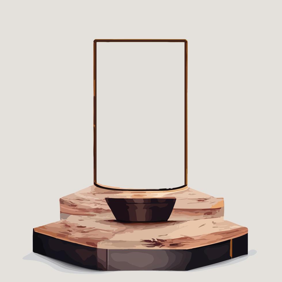 maquette en marbre, présentation de produits cosmétiques, podium, socle de scène ou plate-forme. Vecteur 3d abstrait minimal, scène géométrique, formes, podium en bois fond blanc