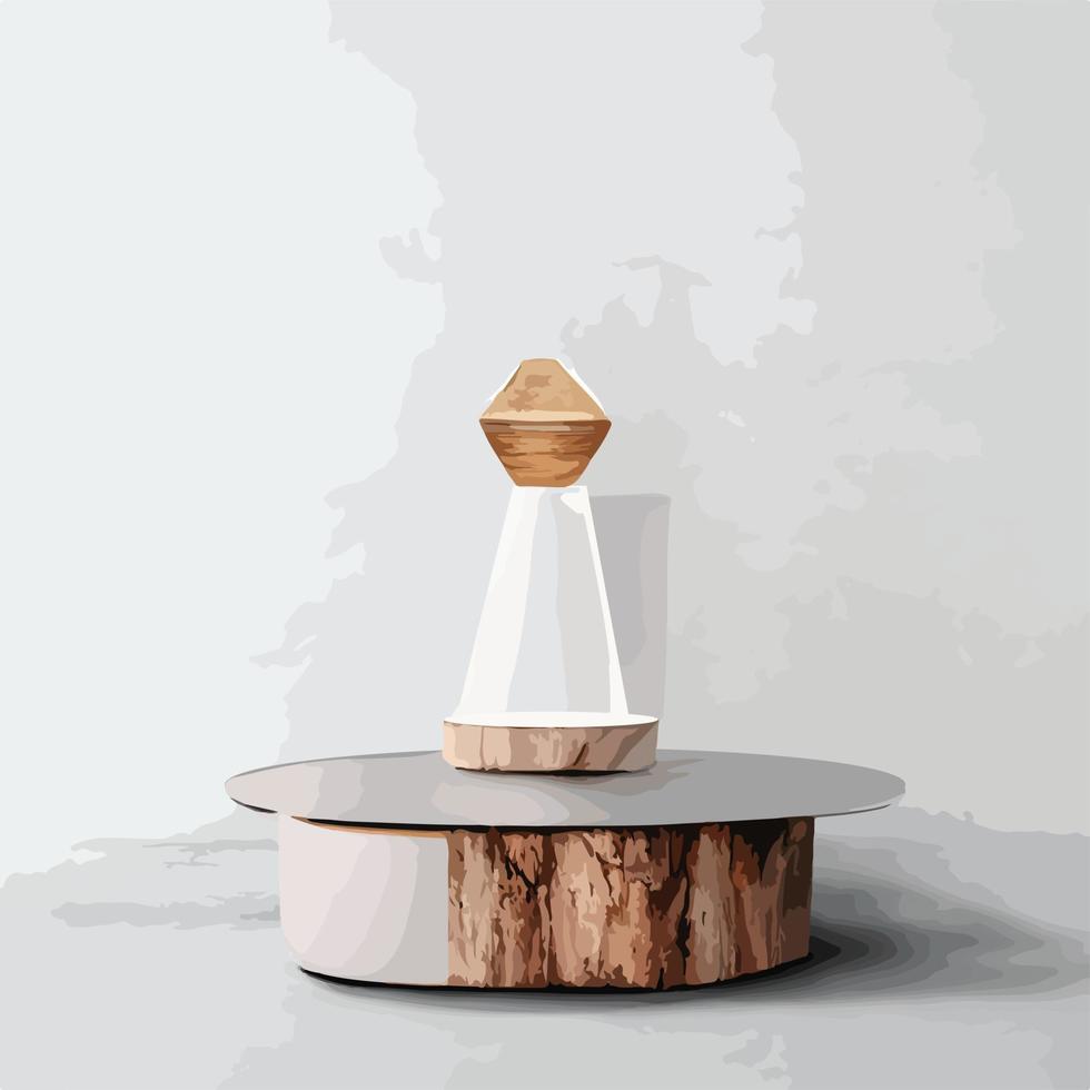 maquette en marbre, présentation de produits cosmétiques, podium, socle de scène ou plate-forme. Vecteur 3d abstrait minimal, scène géométrique, formes, podium en bois fond blanc