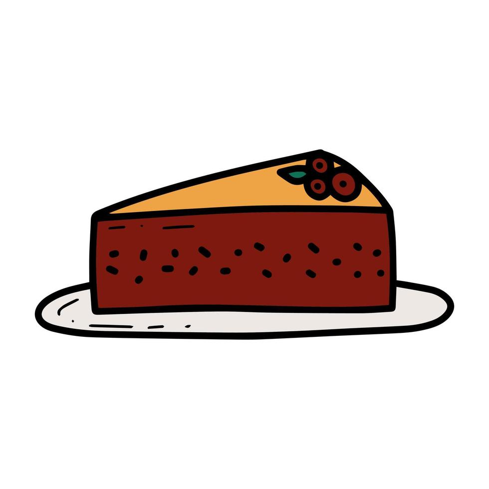 doodle paix de gâteau avec illustration vectorielle de baies vecteur