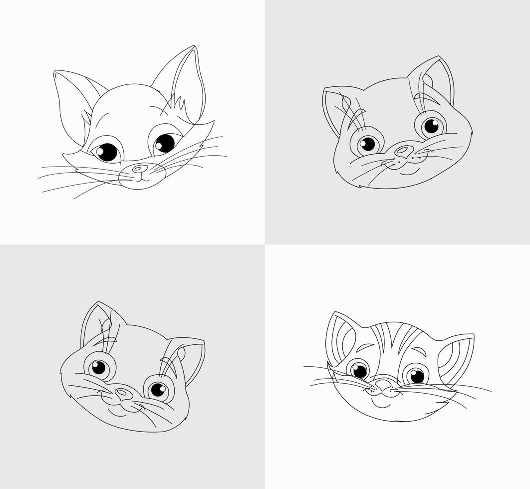 livre de coloriage tête de chat pour enfants vecteur