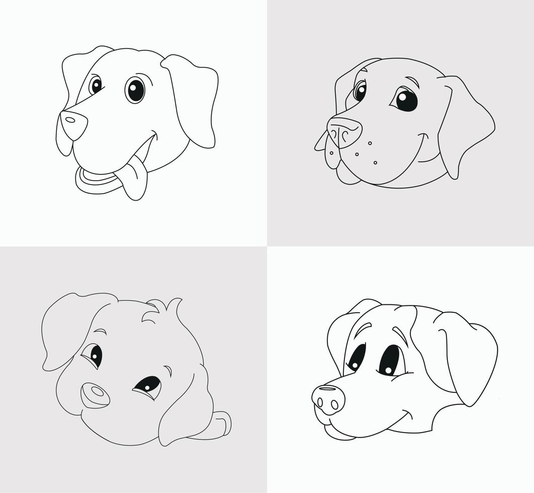 livre de coloriage tête de chien pour enfants vecteur