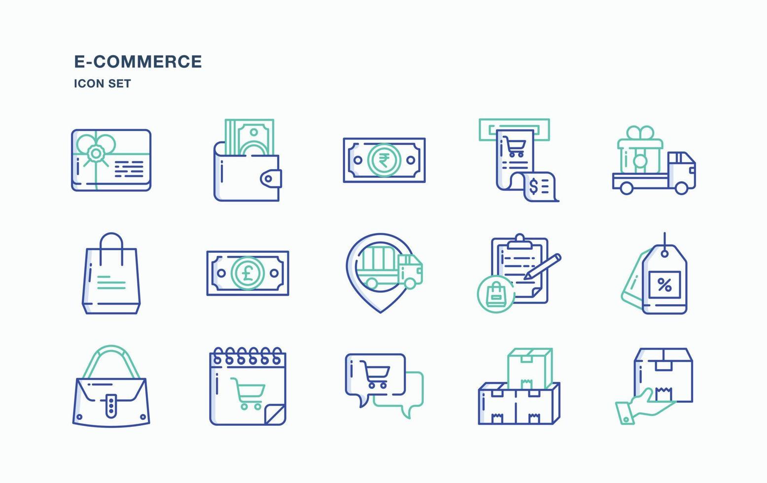 jeu d'icônes de commerce électronique et de vente en ligne vecteur