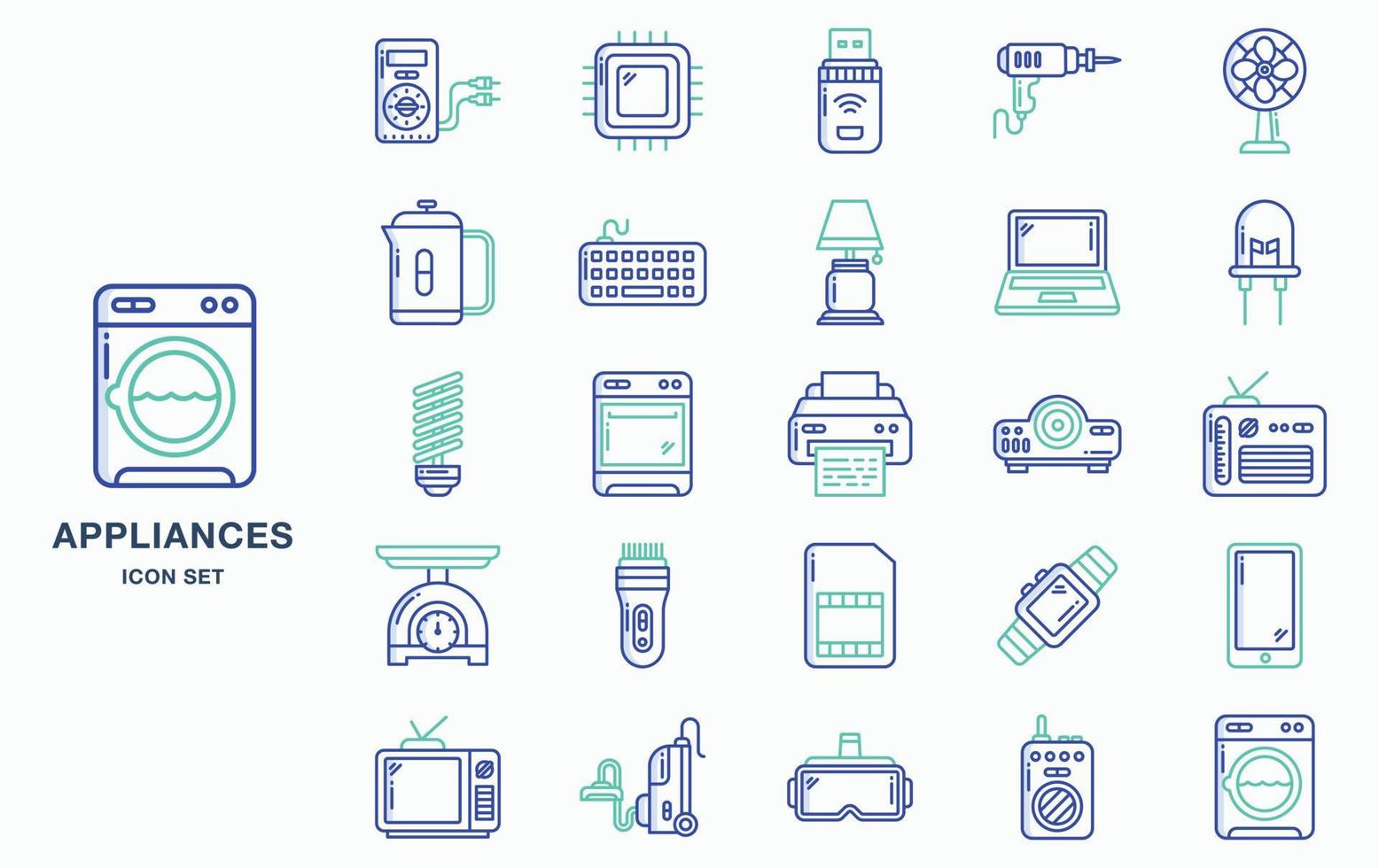 ensemble d'icônes d'appareils électriques et d'appareils ménagers vecteur