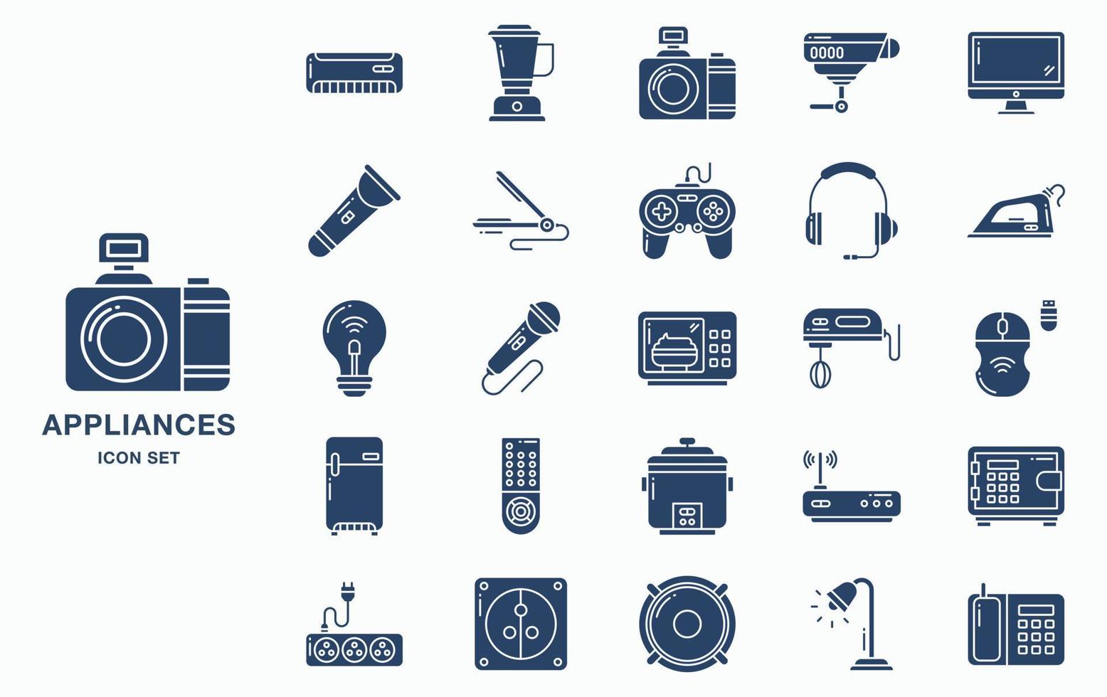 ensemble d'icônes d'appareils électriques et d'appareils ménagers vecteur