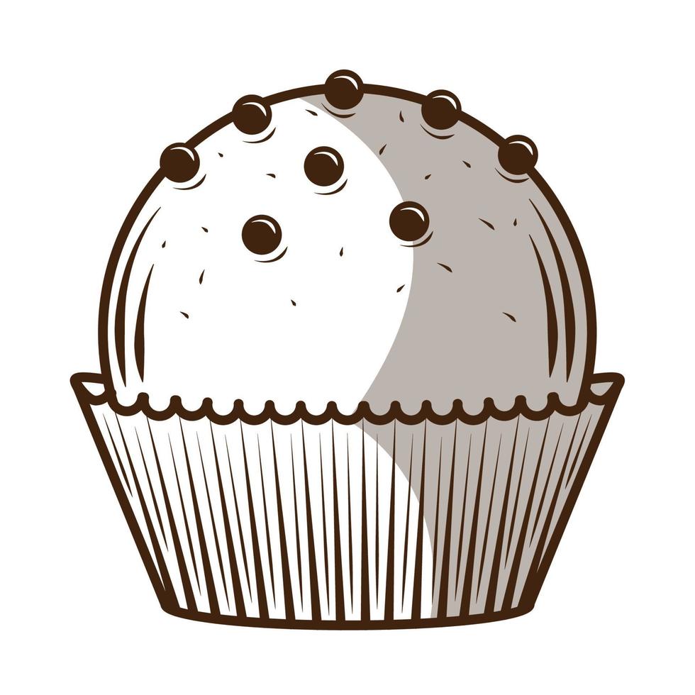 cupcake au chocolat sucré vecteur