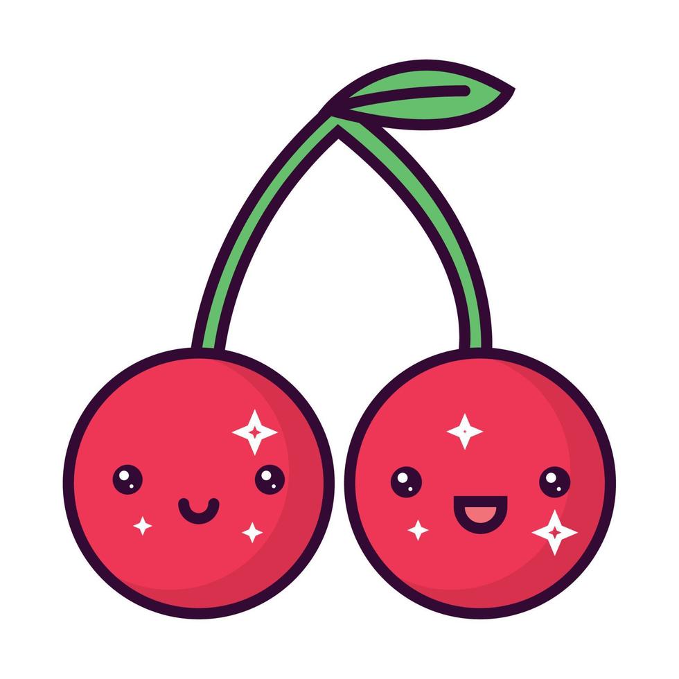 cerise aux fruits kawaii vecteur