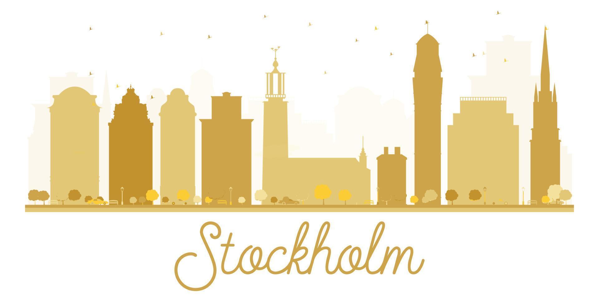 silhouette dorée des toits de la ville de stockholm. vecteur