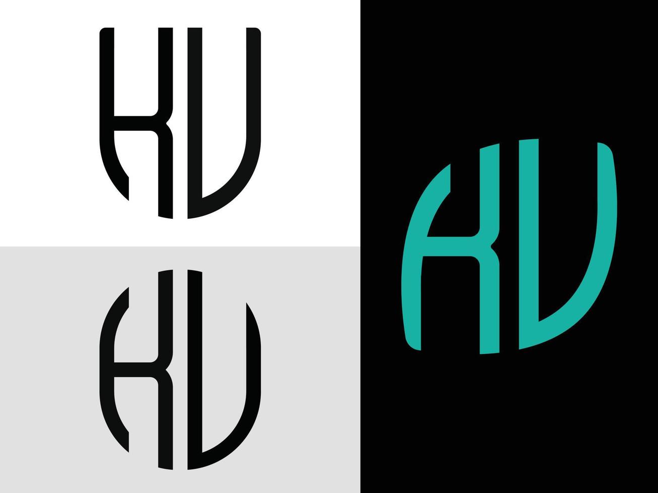 ensemble de conceptions de logo ku de lettres initiales créatives. vecteur