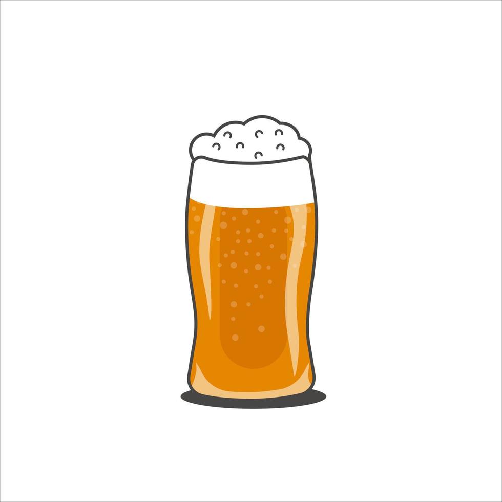 verre de bière dorée avec un design minimal en mousse. illustration vectorielle isolée. boisson froide pour une journée chaude. peut être utilisé pour la pub. vecteur