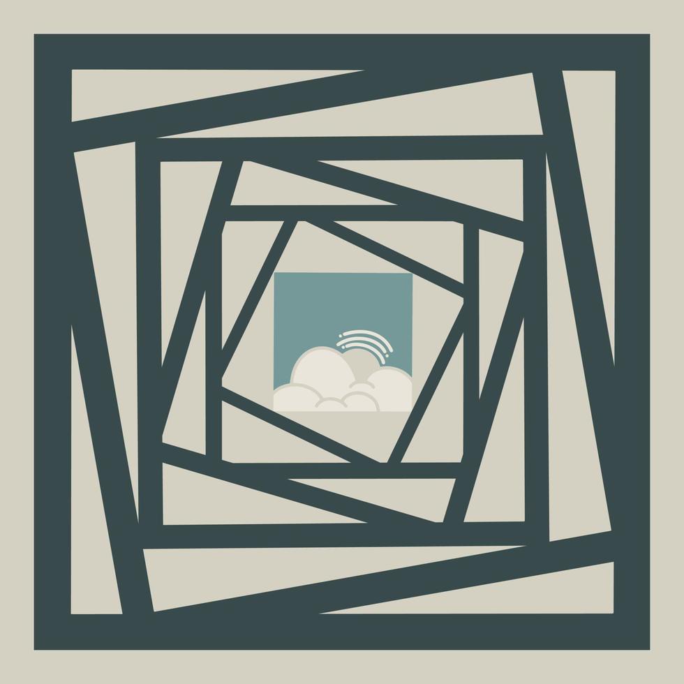art géométrique vert abstrait avec illustration de nuage au centre. vecteur