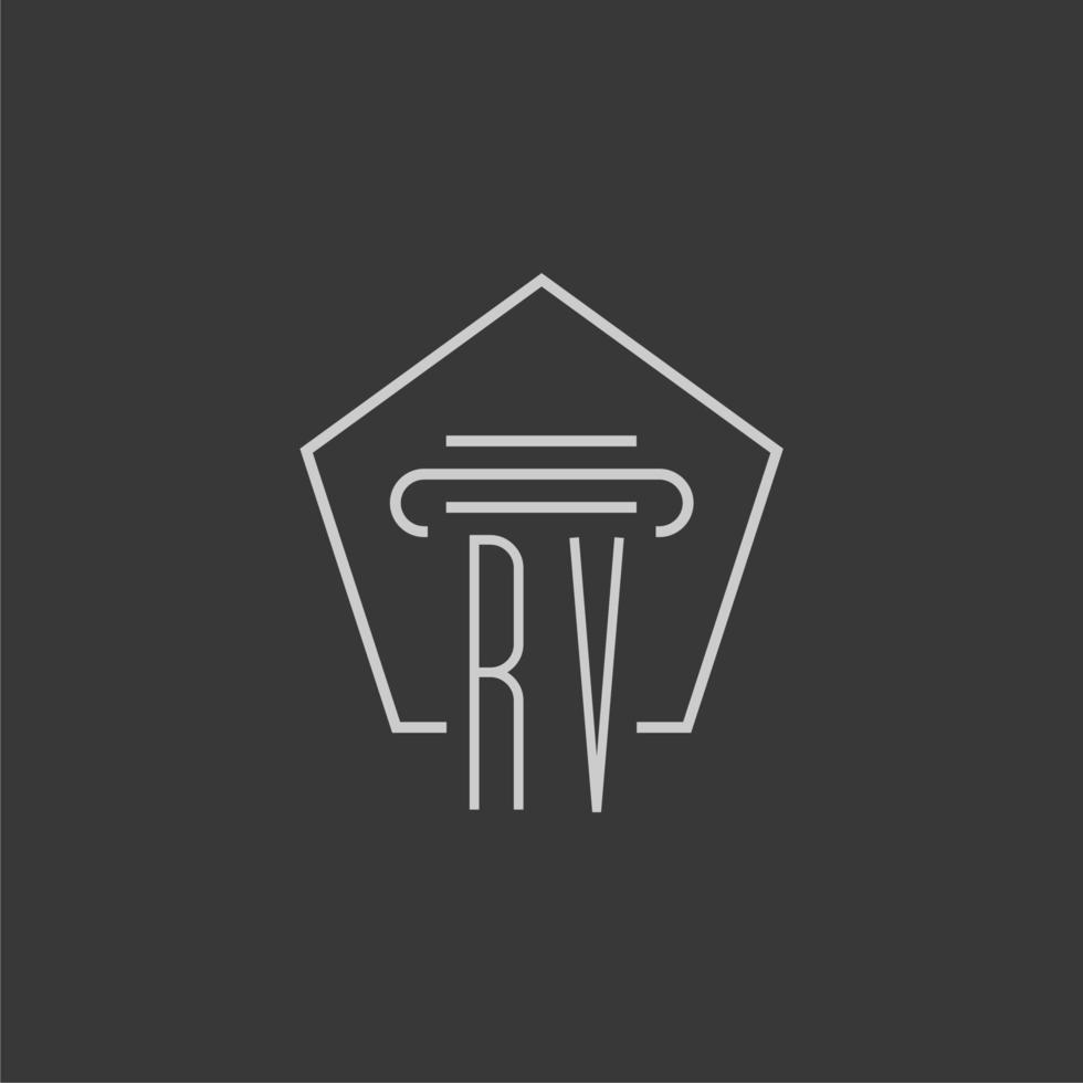 monogramme initial rv avec conception de logo de pilier monoline vecteur