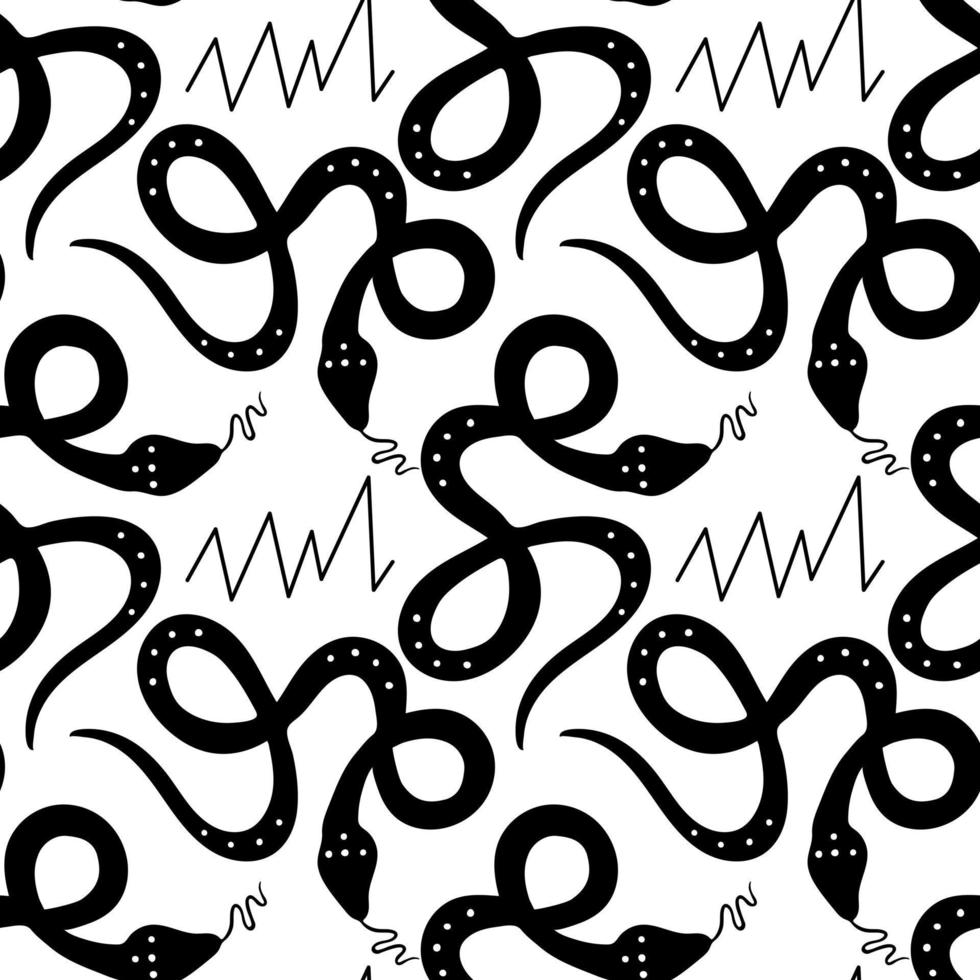 modèle sans couture de serpents noirs. illustration vectorielle isolée sur fond blanc. vecteur