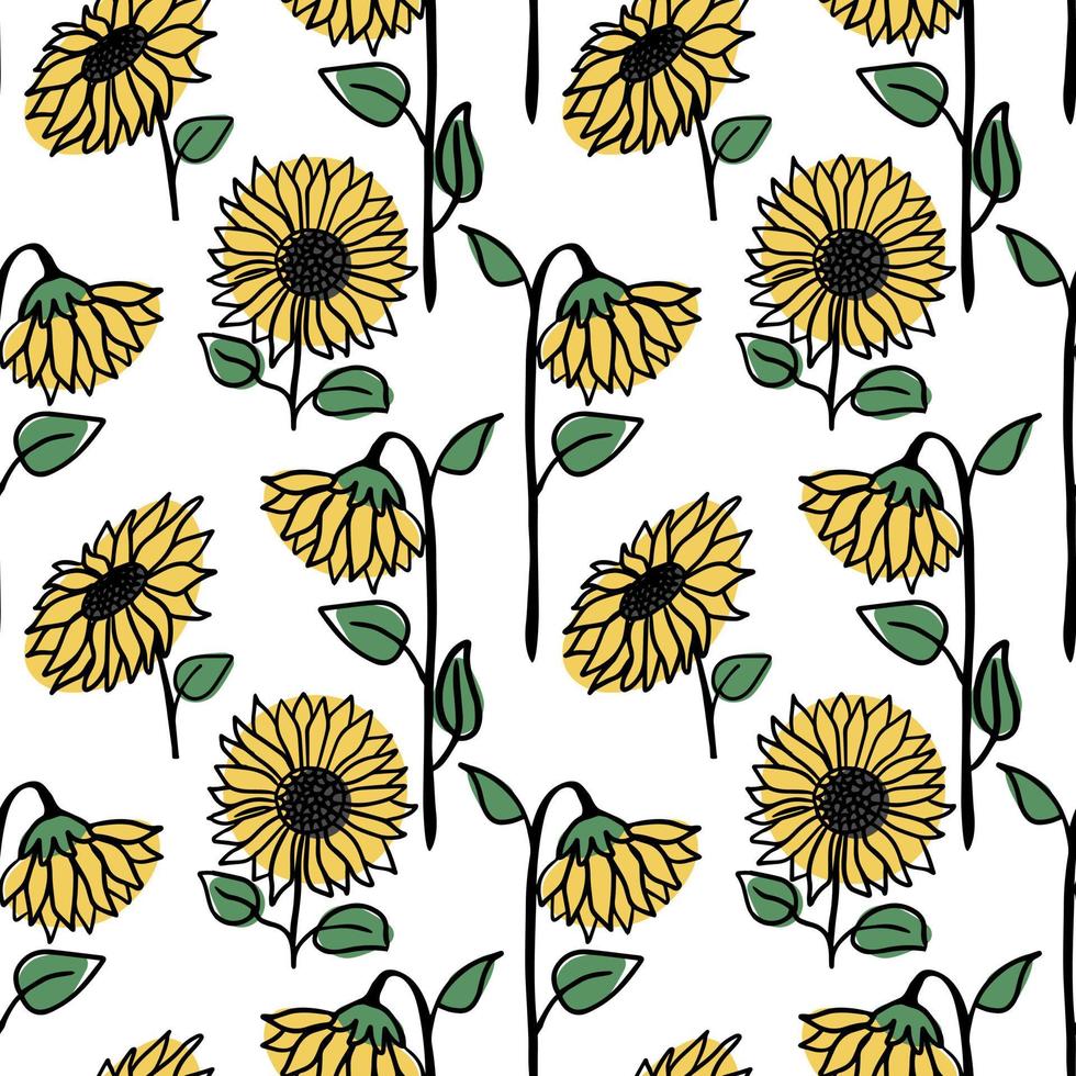 motif de tournesol sans couture illustration vectorielle isolée. fond de fleur. vecteur