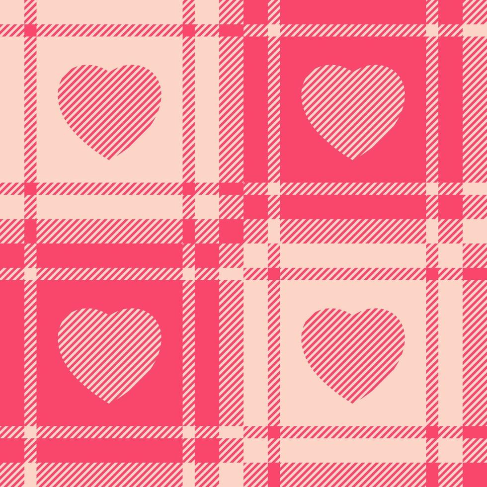 fond transparent de tartan en forme de coeur rose vecteur