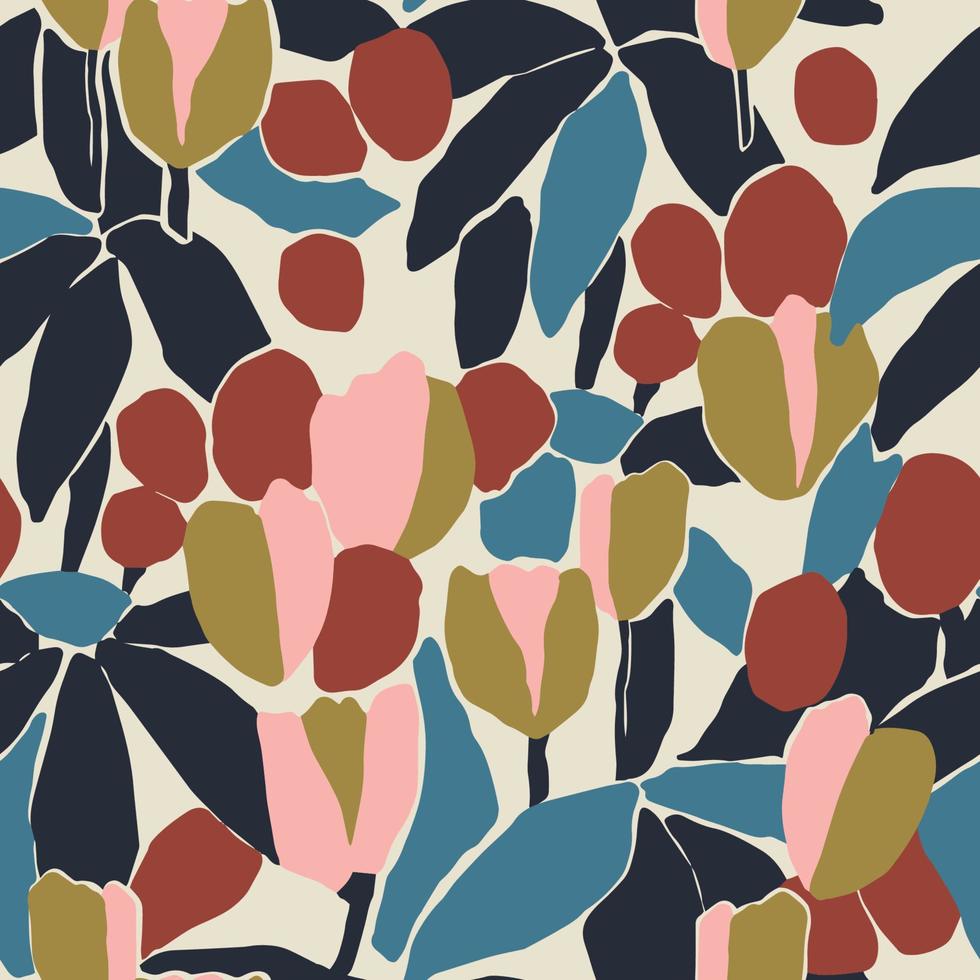 vecteur abstrait fleur de tulipe et illustration de fruits motif de répétition sans couture mode et décor à la maison impression tissu conception oeuvre numérique