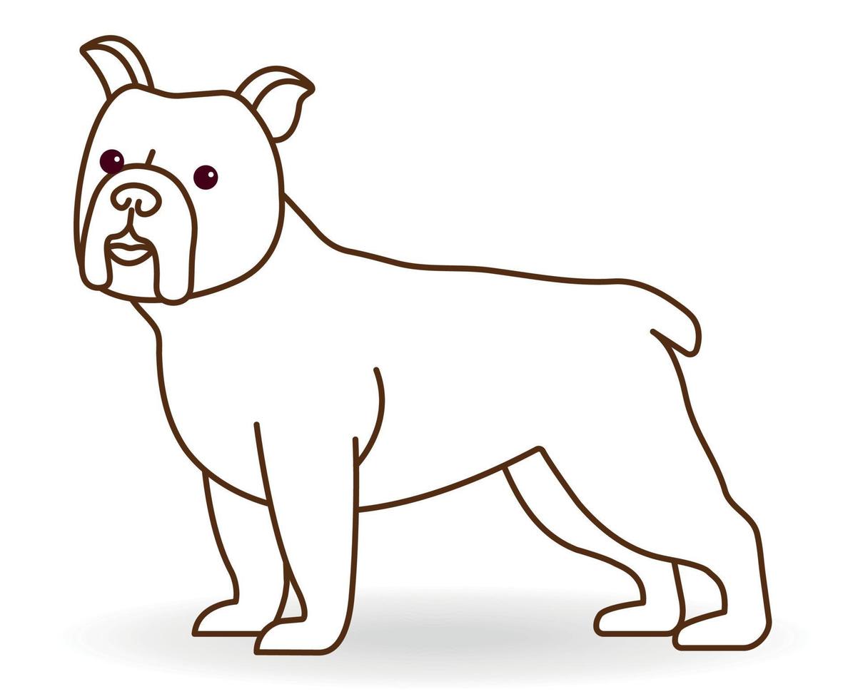 bouledogue français ou frenchie debout de profil. icône de race de chien drôle isolé sur fond blanc. illustration modifiable de vecteur linéaire