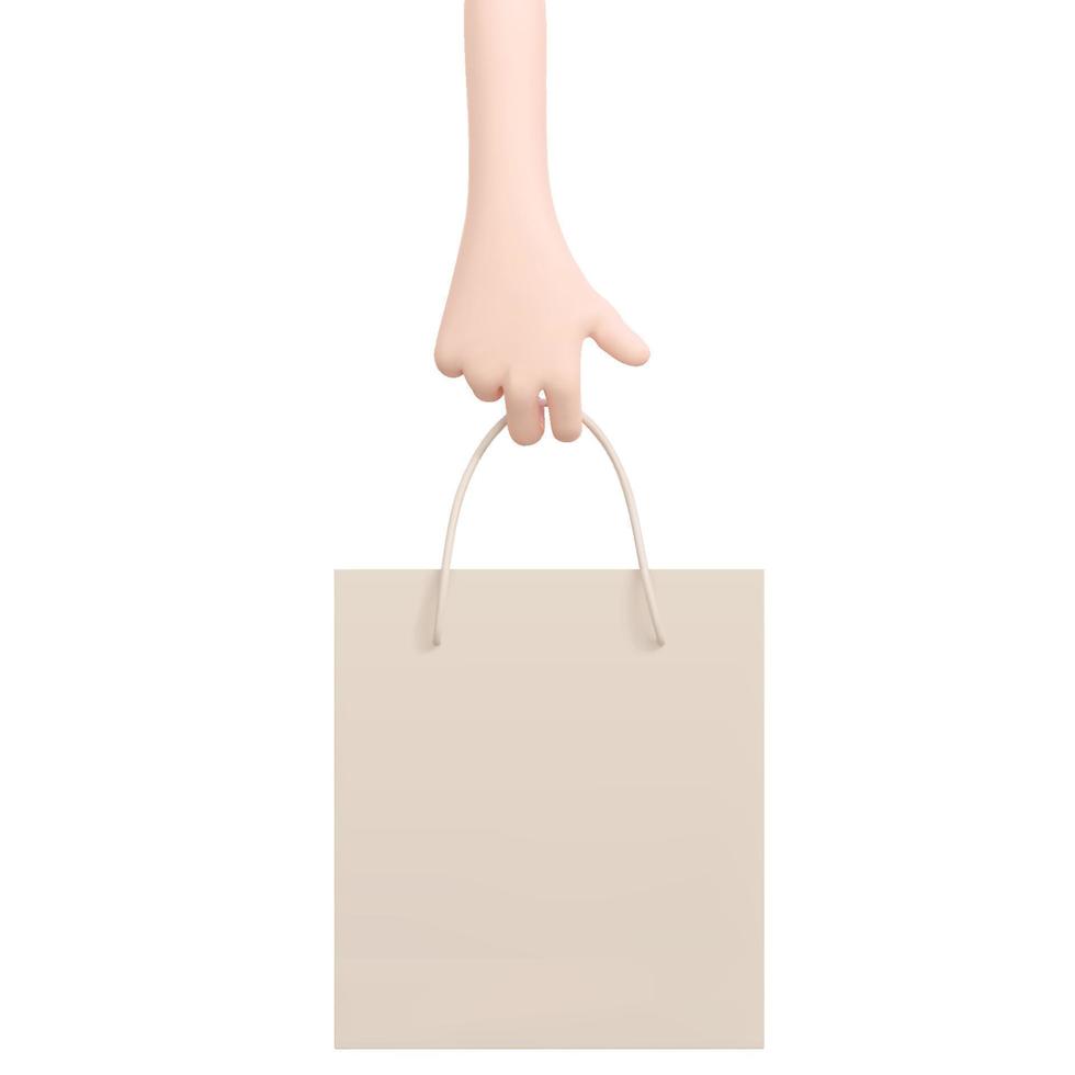 main tenant un sac à provisions en papier. illustration vectorielle vecteur