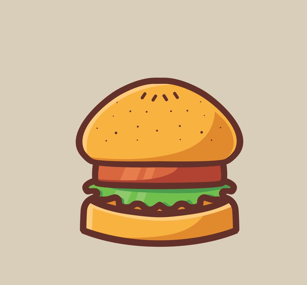 mignon burger petit. illustration isolée de concept de nourriture de dessin animé. style de dessin animé plat adapté à la conception d'icônes d'autocollant vecteur de logo premium