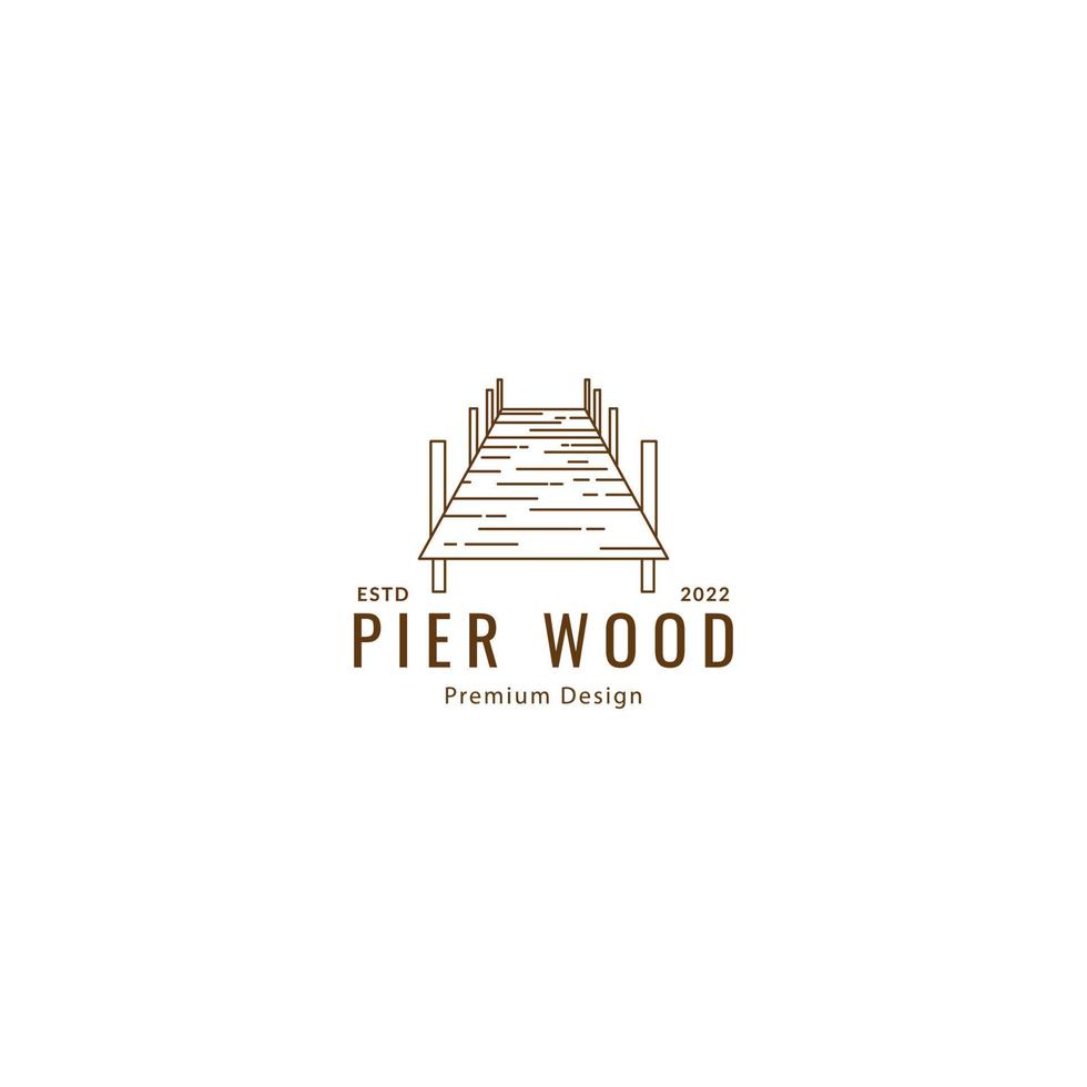illustration vectorielle de conception de logo de port de jetée en bois vecteur