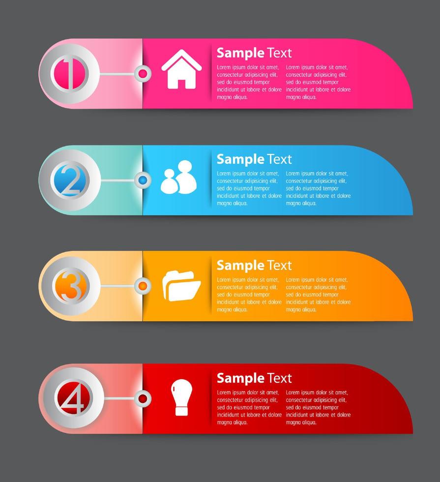 infographie colorée en 4 étapes vecteur