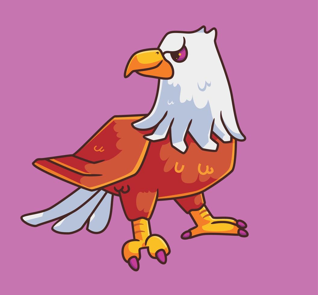 aigle de dessin animé mignon sage. vecteur d'illustration animal dessin animé isolé