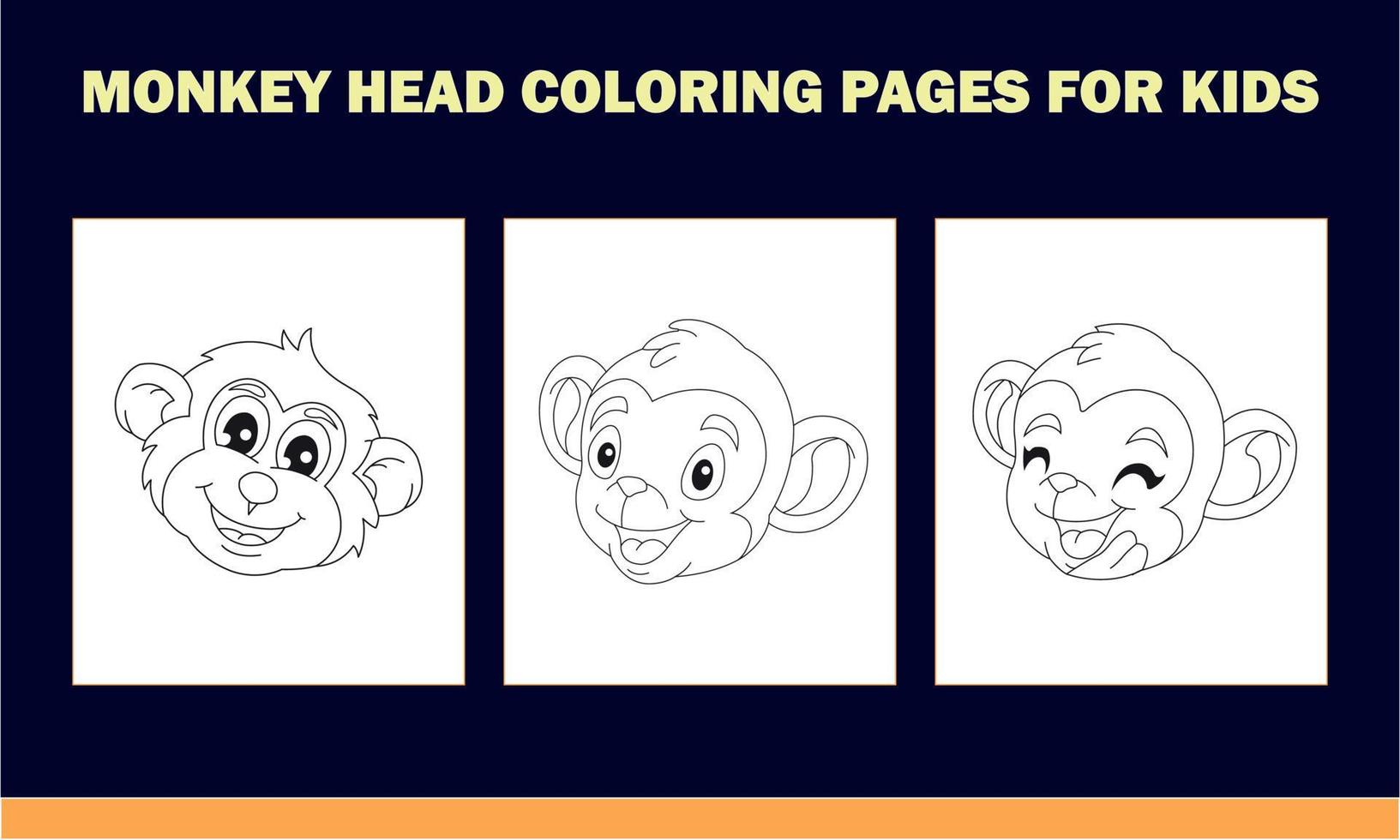 livre de coloriage tête de singe pour enfants vecteur