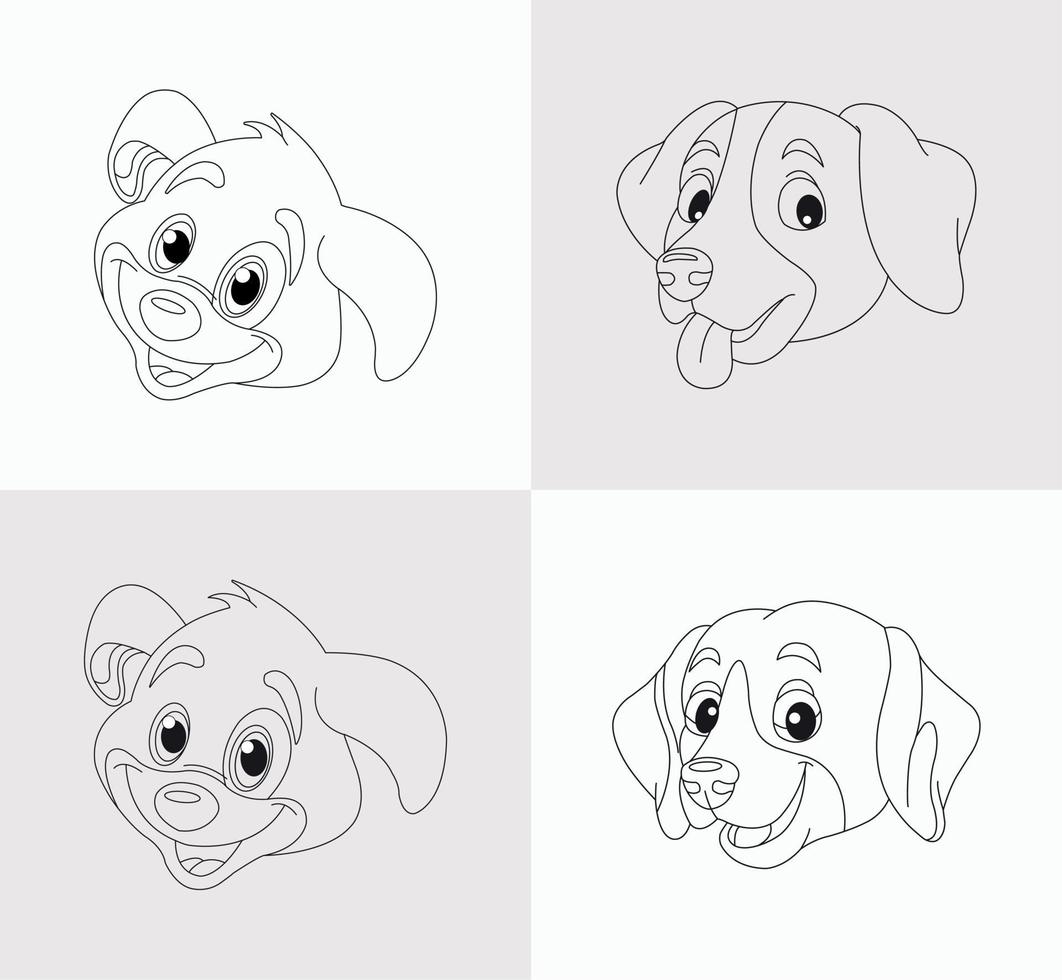 livre de coloriage tête de chien pour enfants vecteur