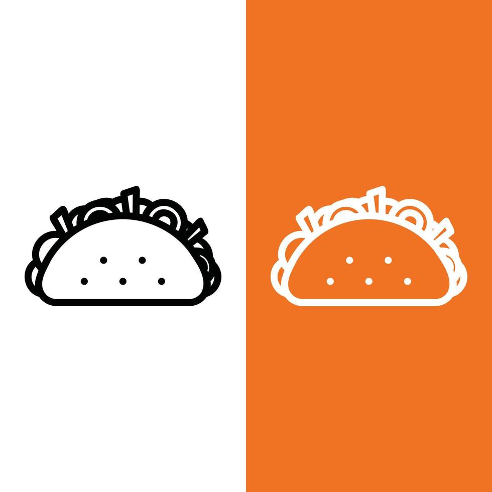 logo d'icône vectorielle taco dans le style de contour vecteur