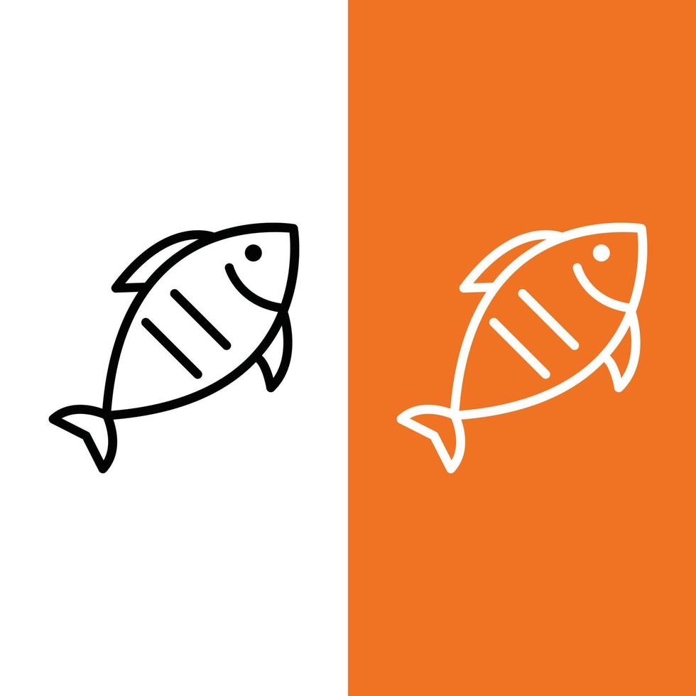 logo d'icône vectorielle de poisson grillé dans le style de contour vecteur