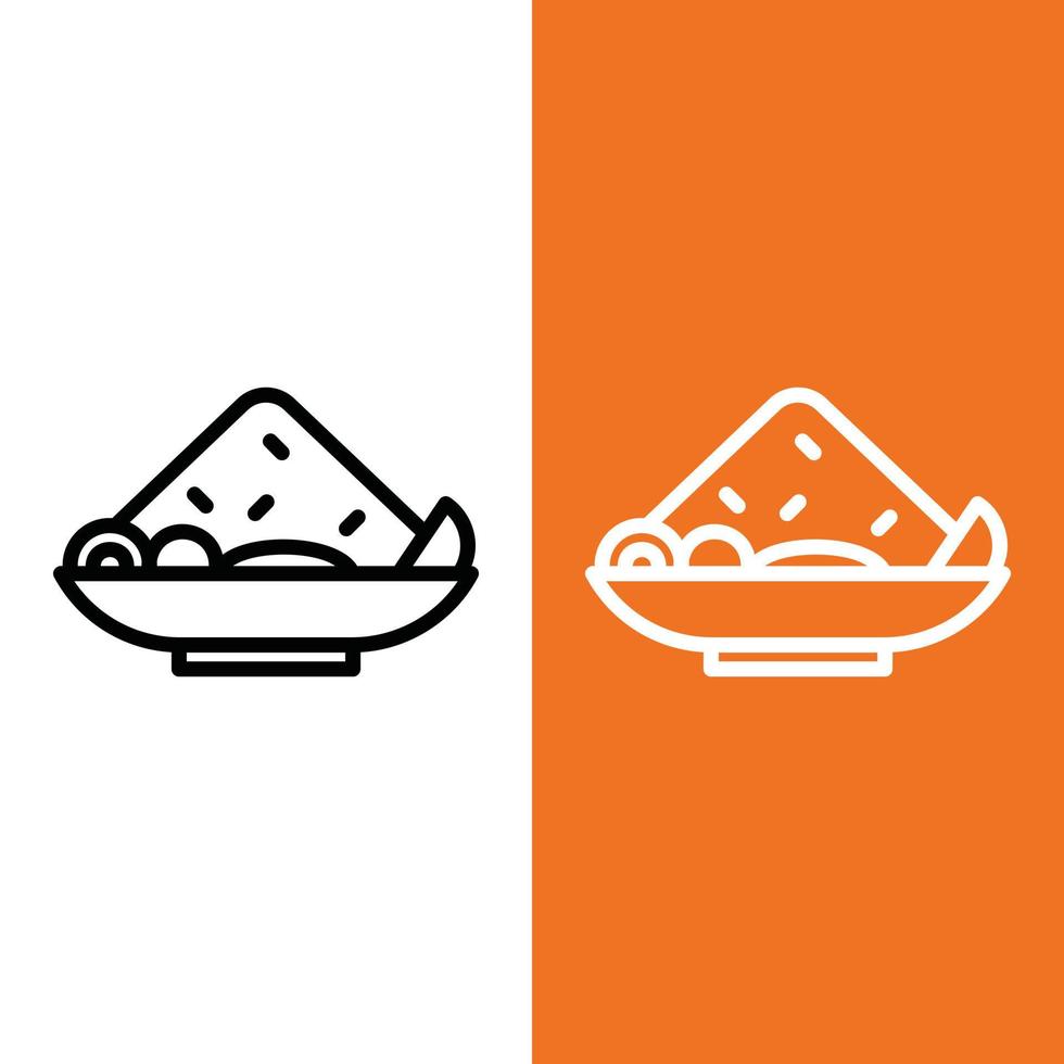 logo d'icône de vecteur de riz frit dans le style de contour