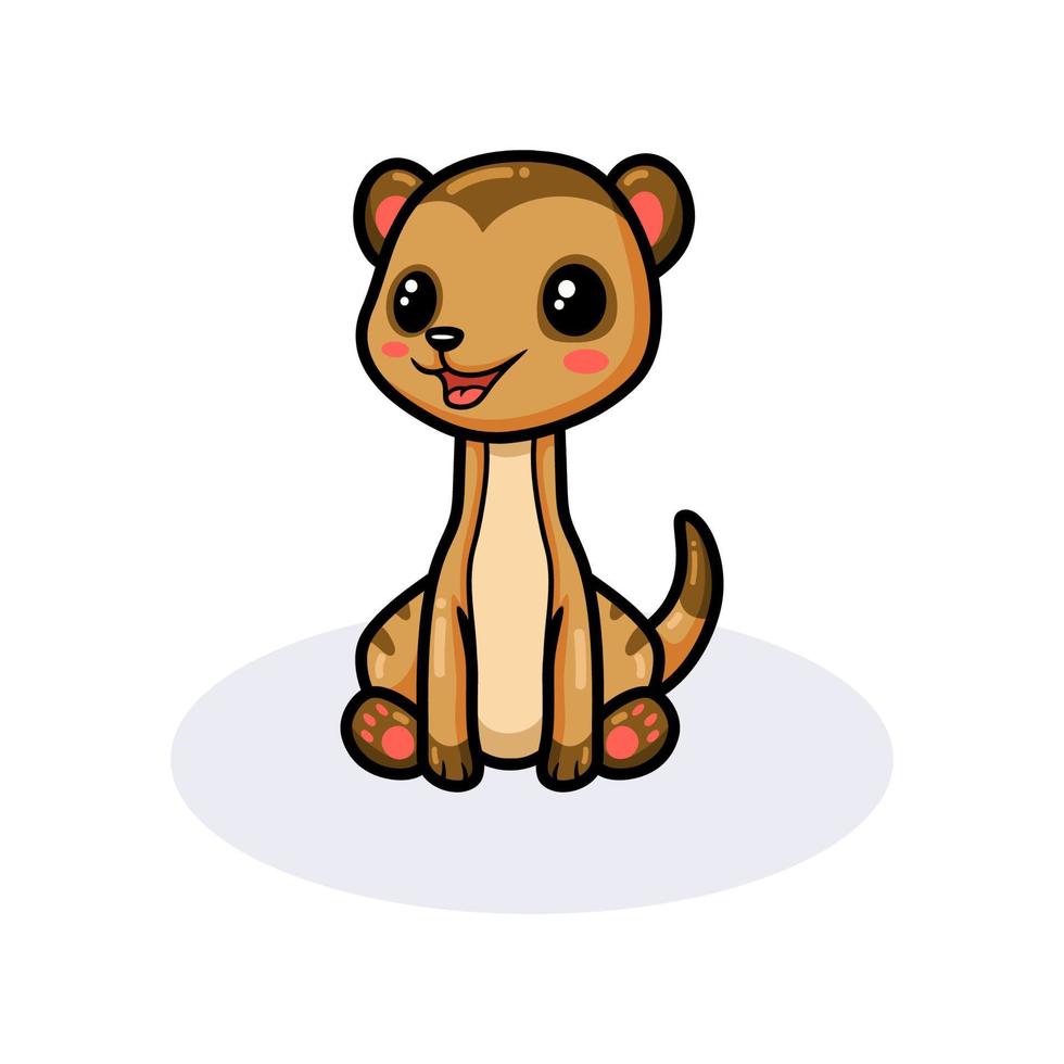 mignon petit dessin animé suricate assis vecteur