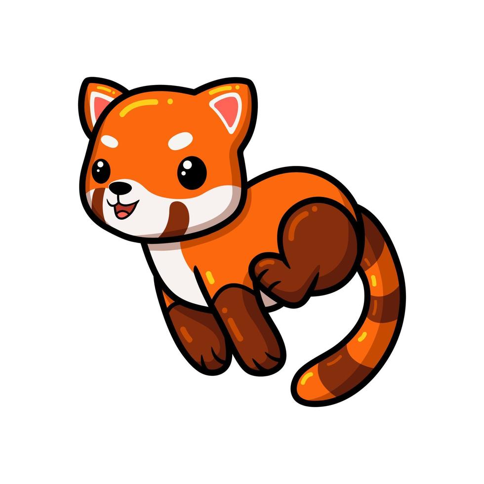 dessin animé mignon petit panda rouge en cours d'exécution vecteur
