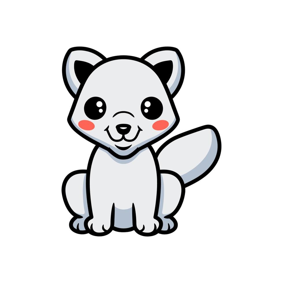 dessin animé mignon petit renard arctique vecteur