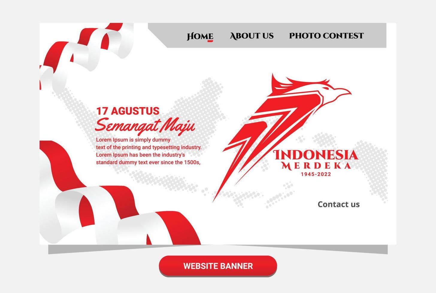77e modèle de bannière du site Web de l'indépendance indonésienne vecteur