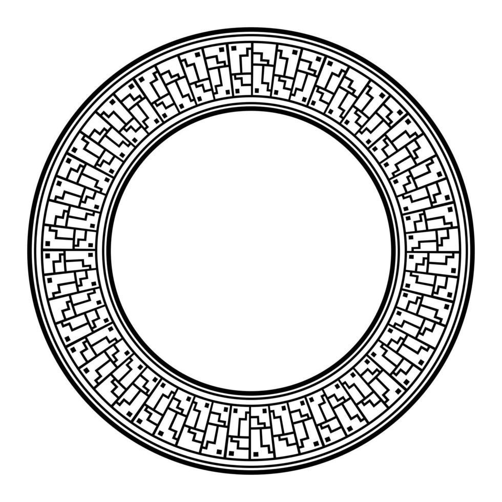 cadre circulaire avec méandre harmonieux, ornement antique décoratif, grèce, bordure isolée assian ou égyptienne sur fond blanc, art géométrique en ligne vecteur