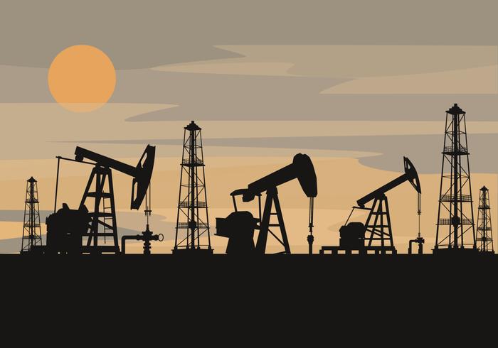 Vecteur de silhouette de champ pétrolifère