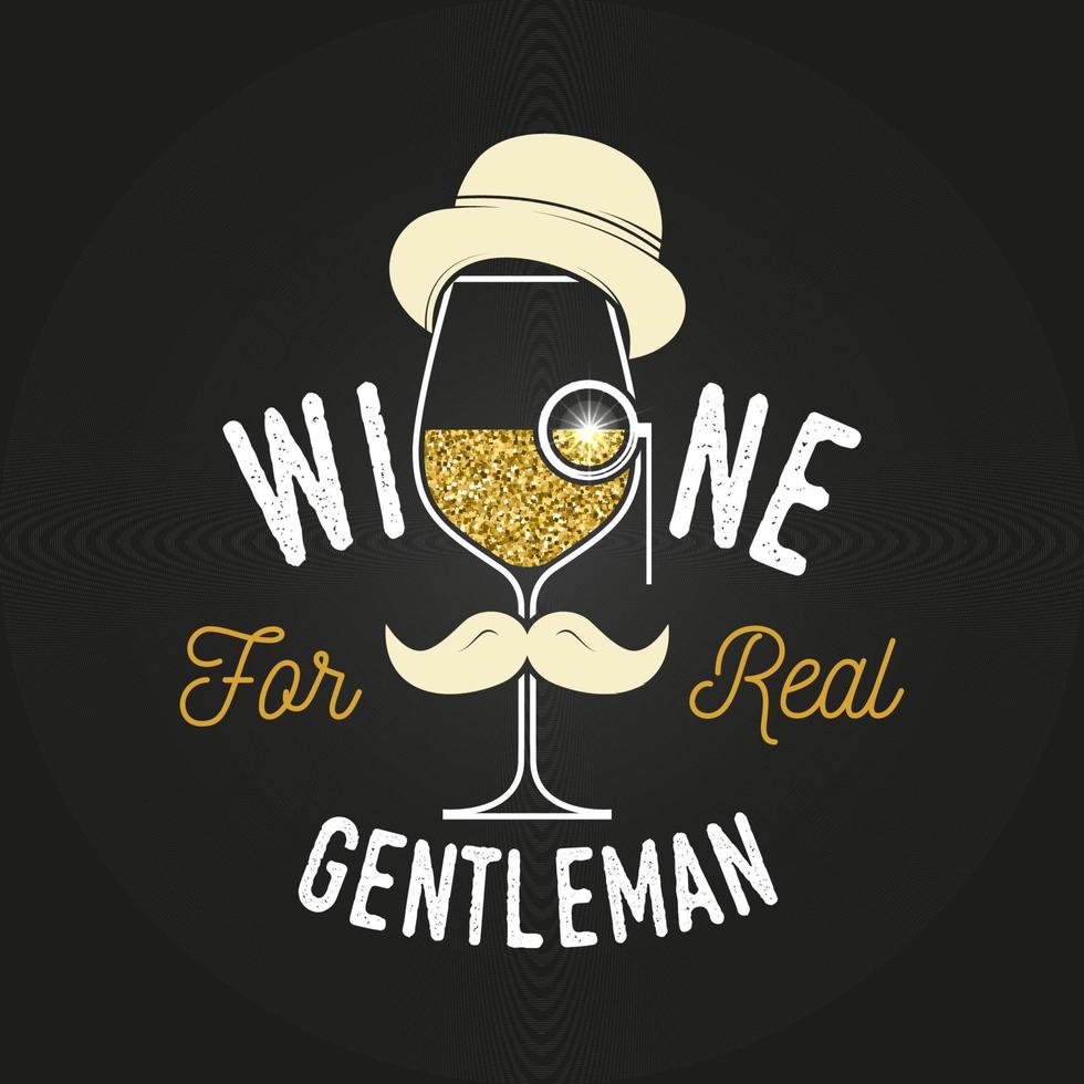 vin pour vrai gentleman. insigne, signe ou étiquette de l'entreprise vinicole. vecteur