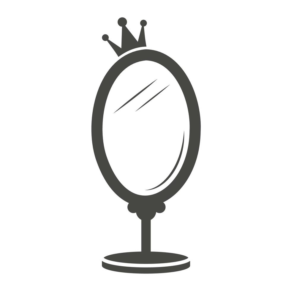 miroir de table princesse vintage de style royal sur fond blanc. conception de cadre rétro avec couronne pour l'anniversaire et la fête de bébé fille. vecteur silhouette.
