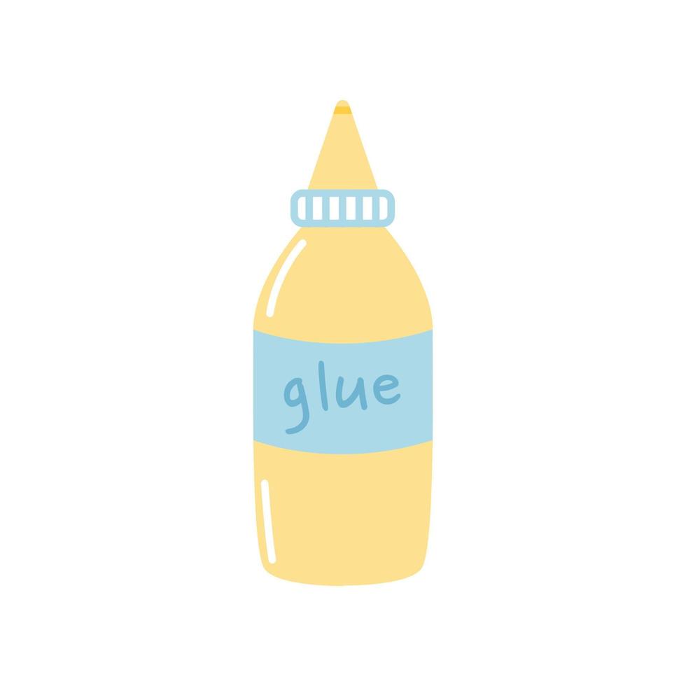 bouteille avec de la colle de papeterie, illustration vectorielle à plat sur fond blanc vecteur