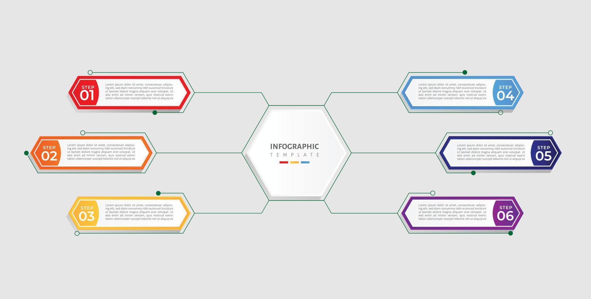 modèle d'infographie d'entreprise avec 6 étapes vecteur