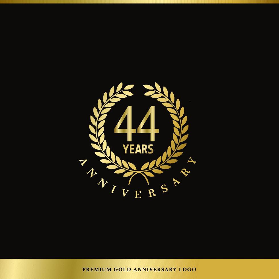 logo de luxe anniversaire 44 ans utilisé pour l'hôtel, le spa, le restaurant, le vip, la mode et l'identité de la marque premium. vecteur