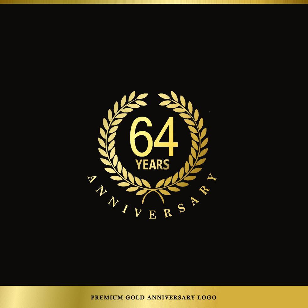 logo de luxe anniversaire 64 ans utilisé pour l'hôtel, le spa, le restaurant, le vip, la mode et l'identité de la marque premium. vecteur