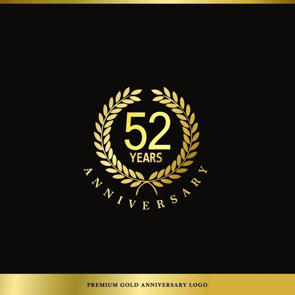 logo de luxe anniversaire 52 ans utilisé pour l'hôtel, le spa, le restaurant, le vip, la mode et l'identité de la marque premium. vecteur