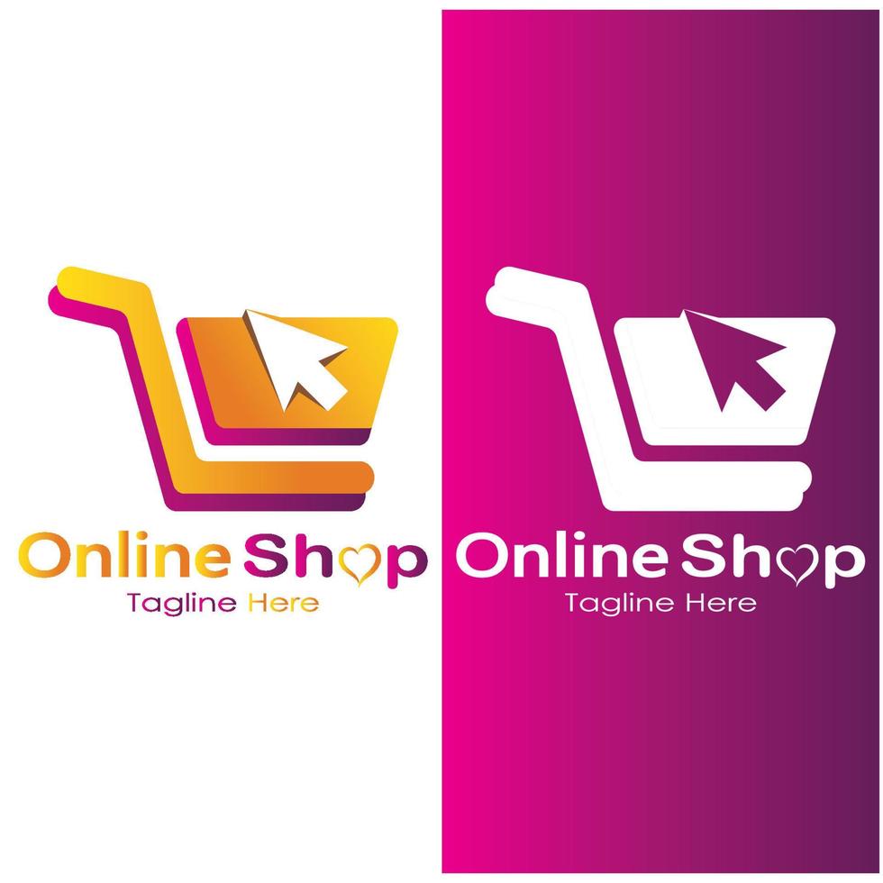 sac à provisions logo e-commerce et panier d'achat en ligne et création de logo de boutique en ligne avec un concept moderne vecteur