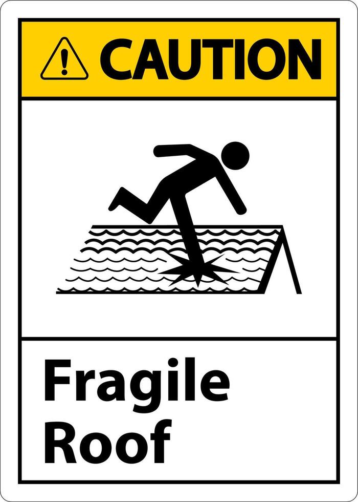 attention toit fragile signe sur fond blanc vecteur