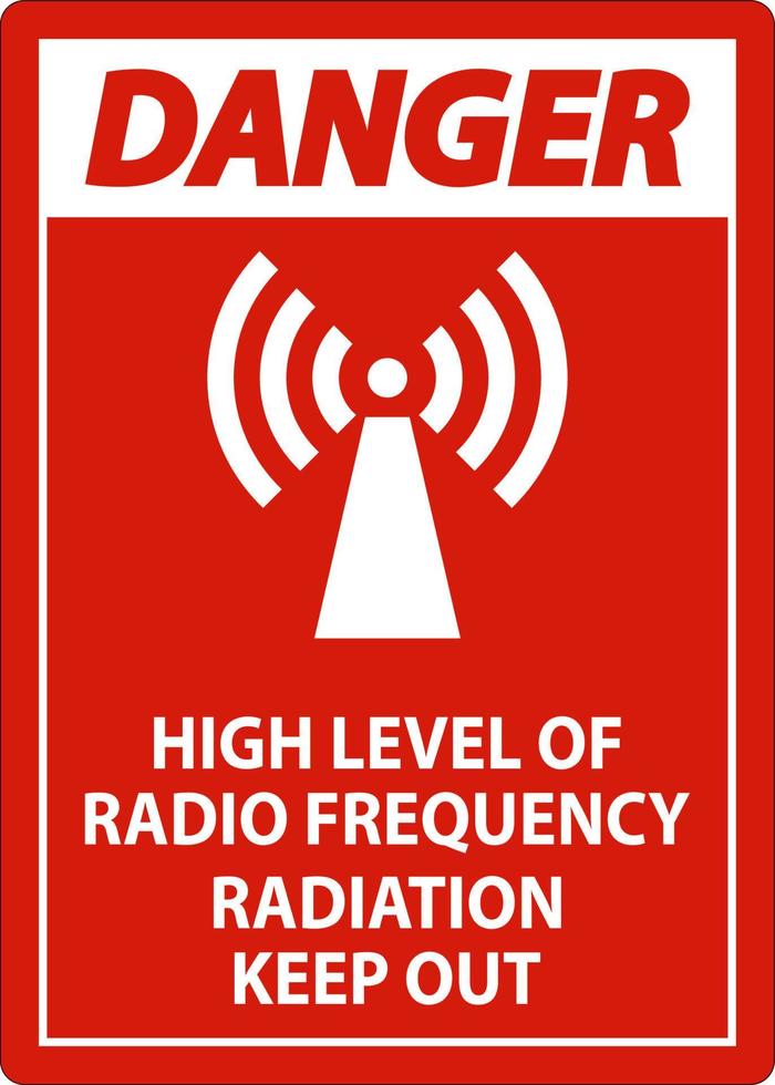 danger haut niveau de rayonnement rf signe sur fond blanc vecteur