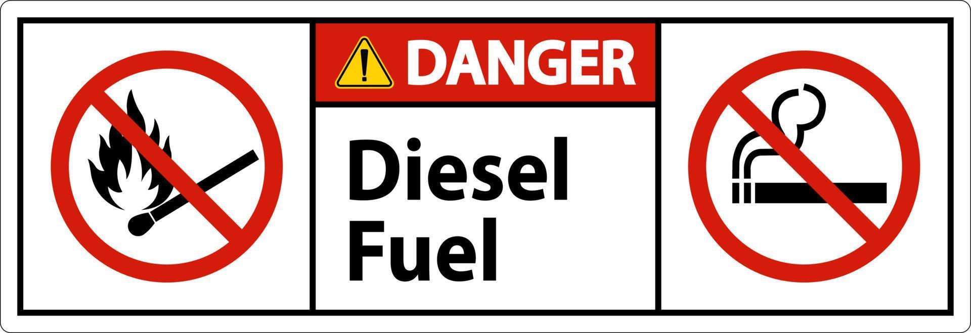 Signe de danger carburant diesel sur fond blanc vecteur